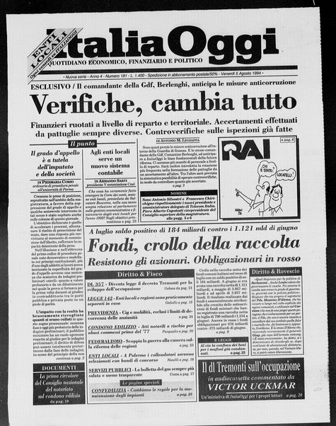 Italia oggi : quotidiano di economia finanza e politica